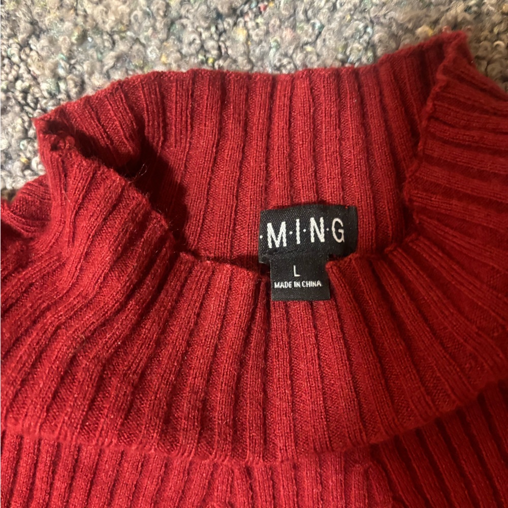 Red Mockneck Sweater - Picture 3 of 3